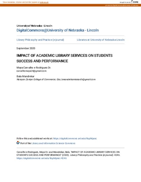 IMPACT OF ACADEMIC LIBRARY SERVICES ON STUDENTS。